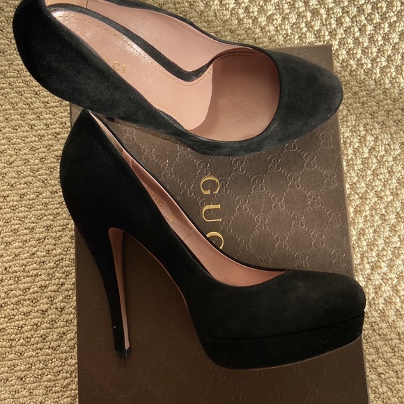 Black suede Gucci platform pump size 38 made in Italy - Picture 7 of 14